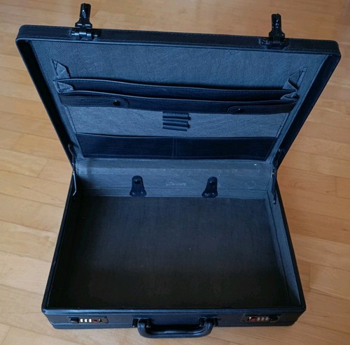 Aktenkoffer leder schwarz 32cm - leder,