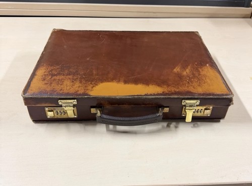 Vintage leder aktenkoffer - leder,