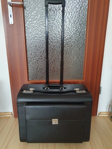 Pilotenkoffer schwarz leder - schwarz,